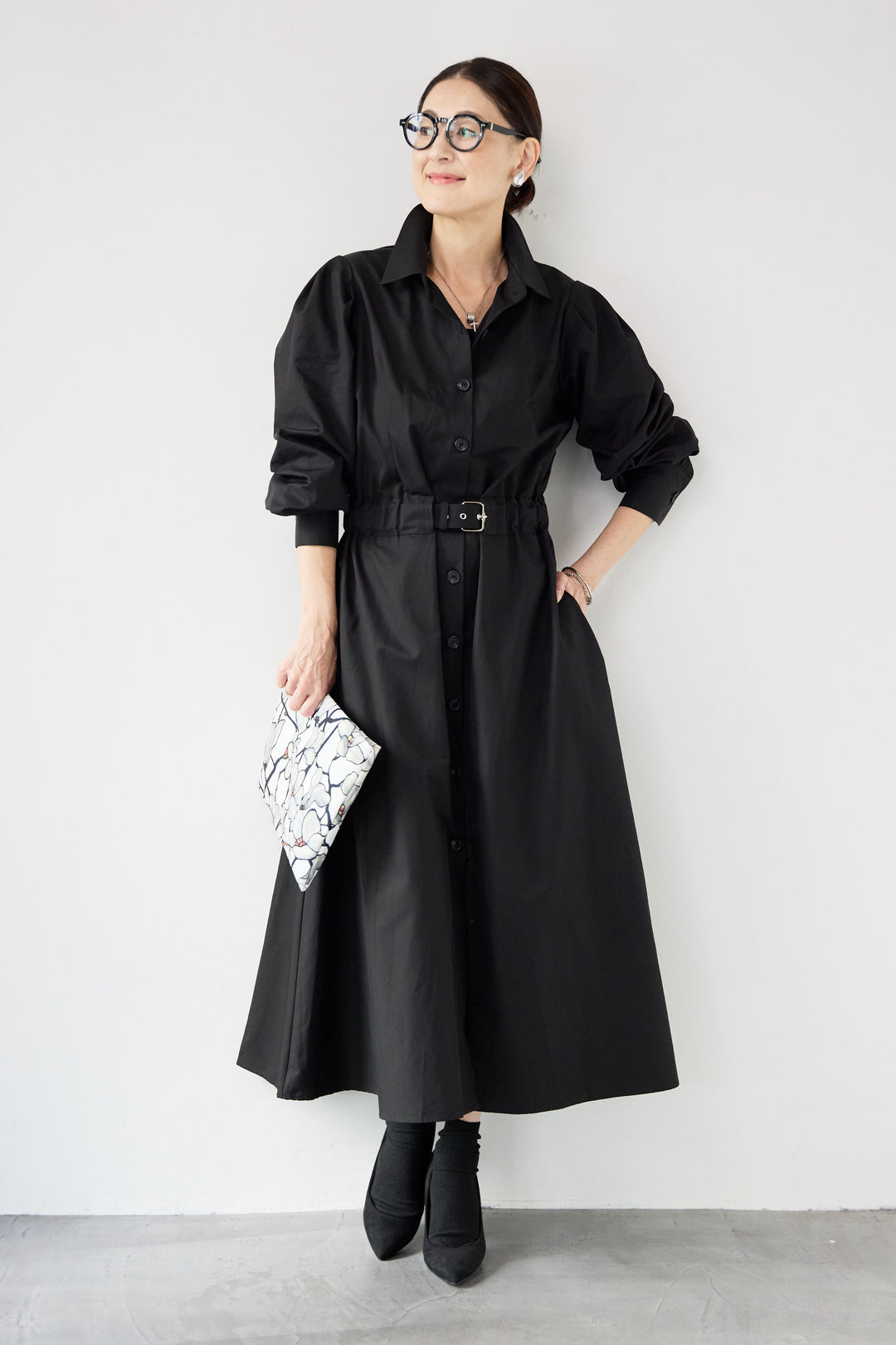 ウエストベルトマークシャツワンピースコート