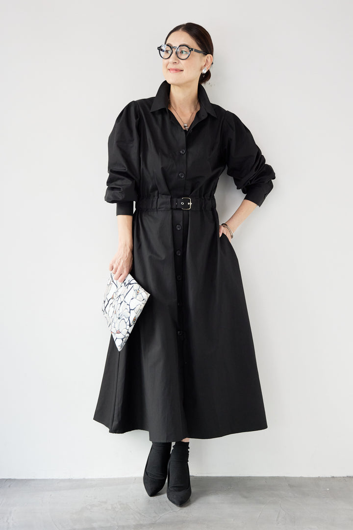 ウエストベルトマークシャツワンピースコート