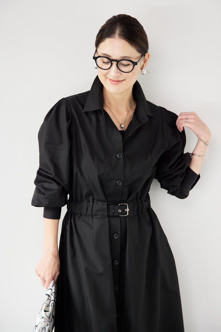 ウエストベルトマークシャツワンピースコート