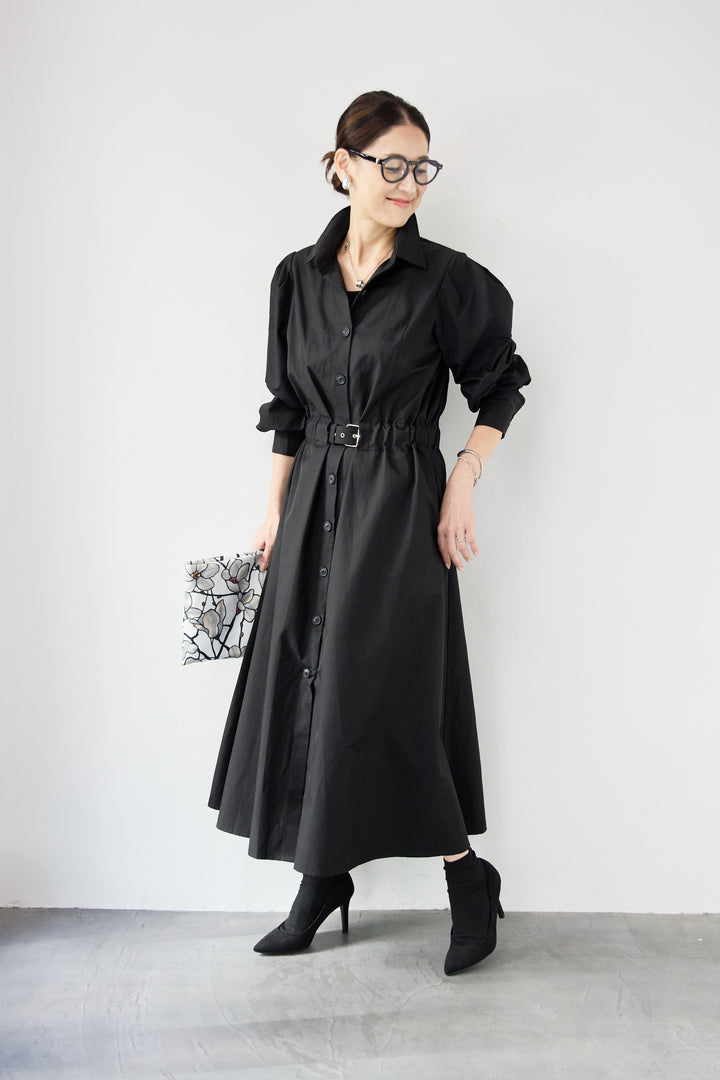 ウエストベルトマークシャツワンピースコート