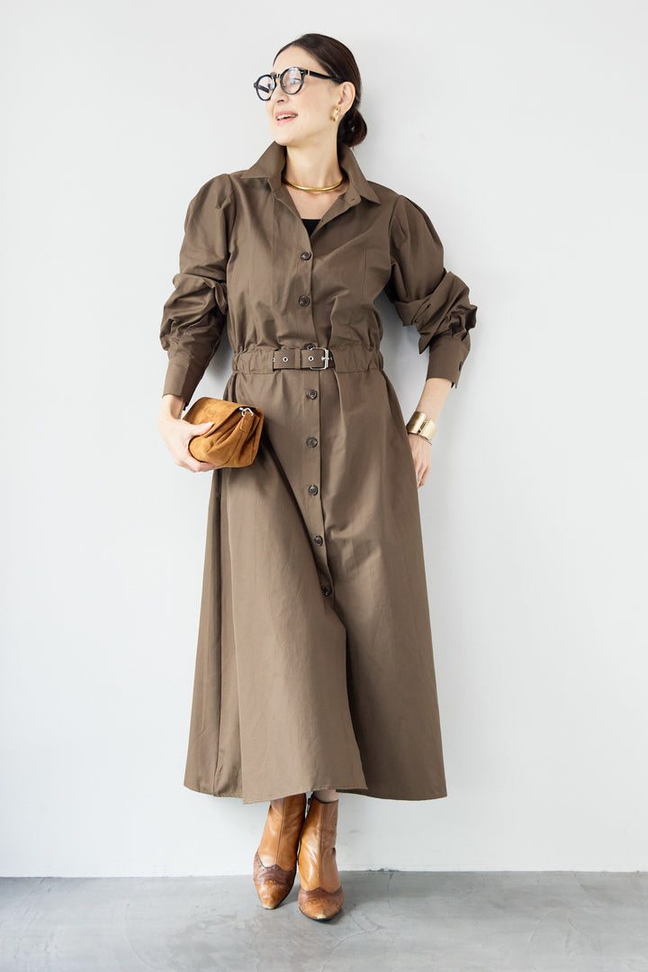 ウエストベルトマークシャツワンピースコート