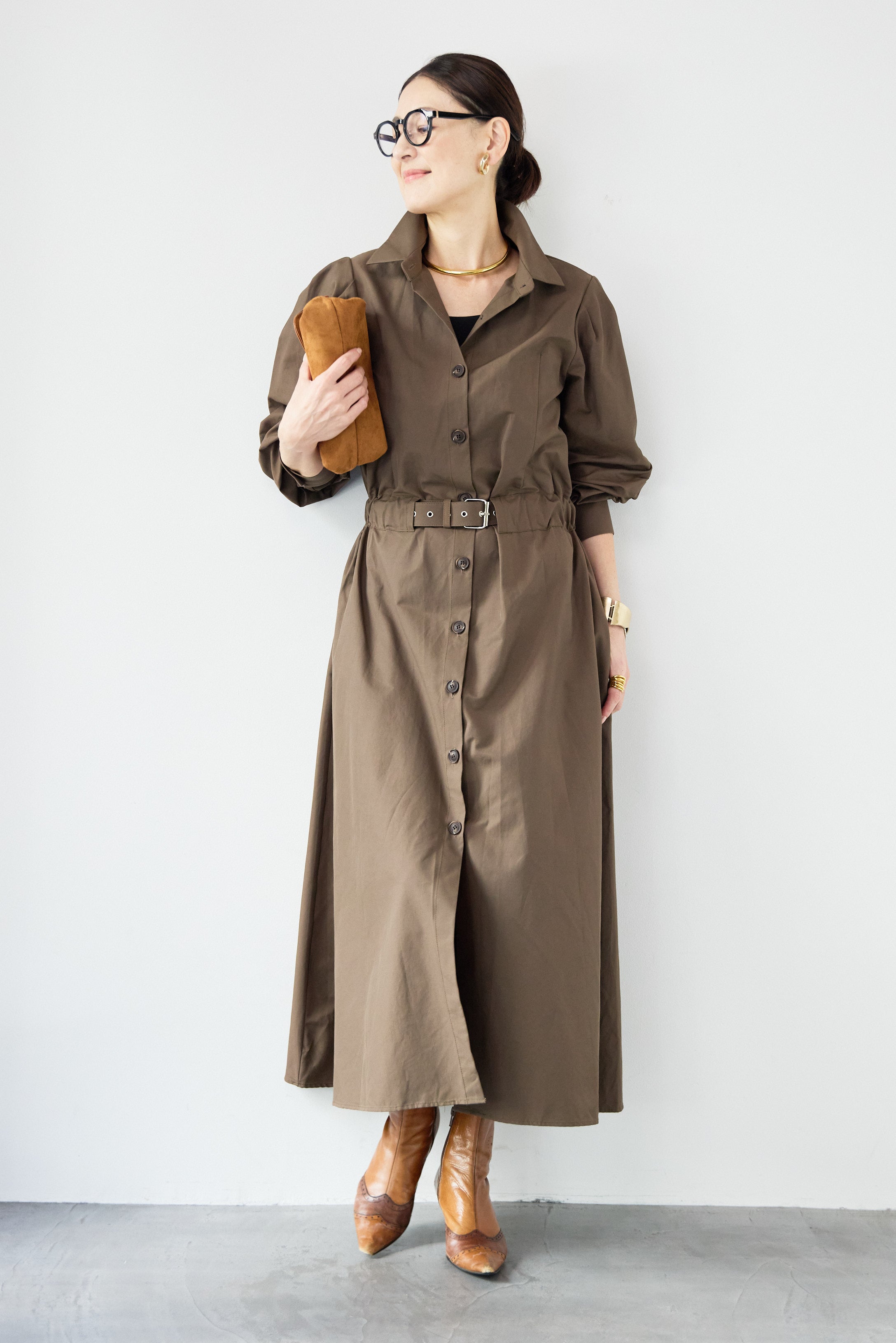 ウエストベルトマークシャツワンピースコート – plusotoha