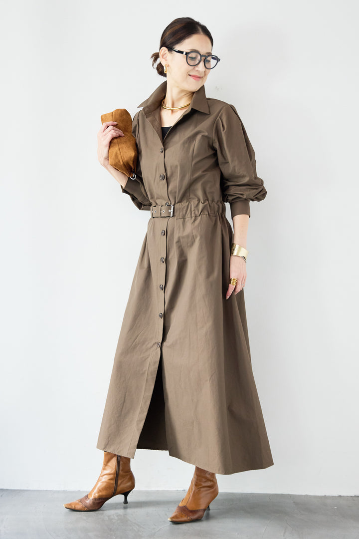 ウエストベルトマークシャツワンピースコート