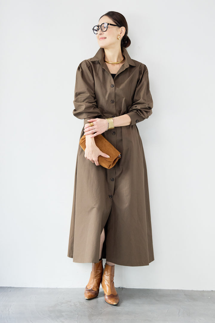 ウエストベルトマークシャツワンピースコート