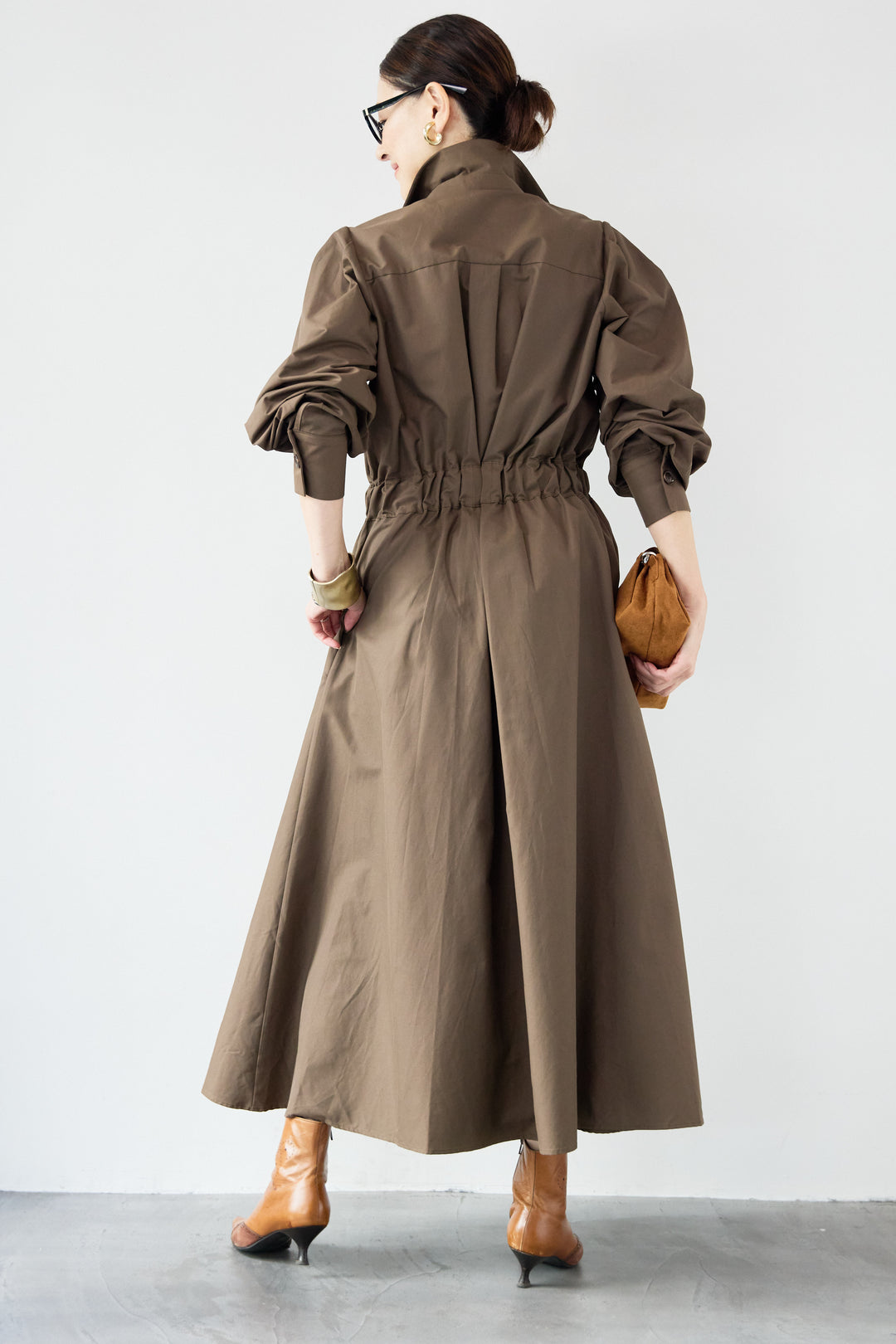 ウエストベルトマークシャツワンピースコート