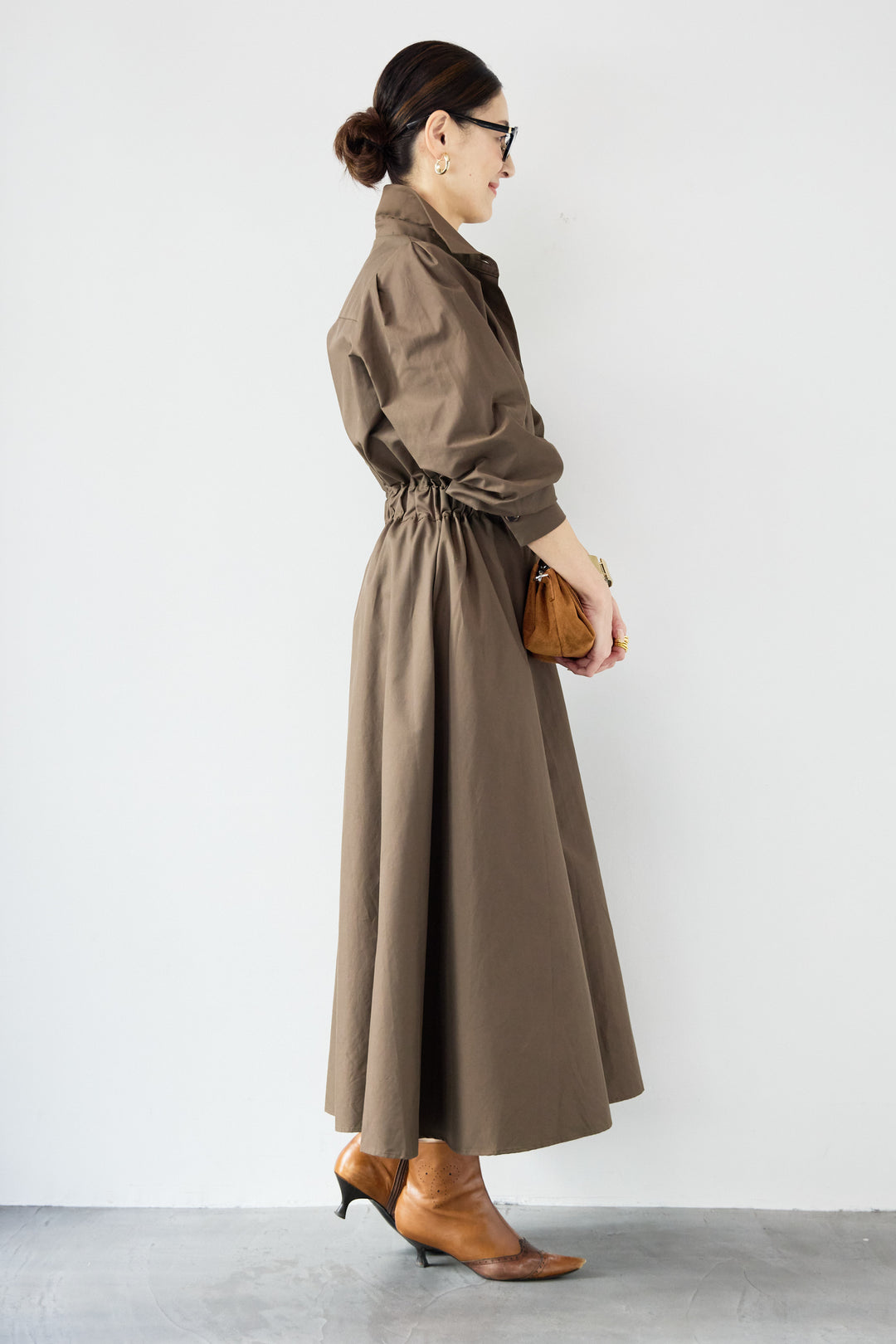 ウエストベルトマークシャツワンピースコート