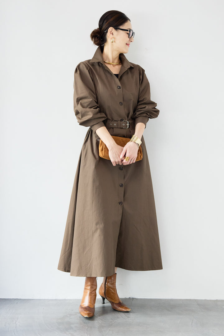 ウエストベルトマークシャツワンピースコート