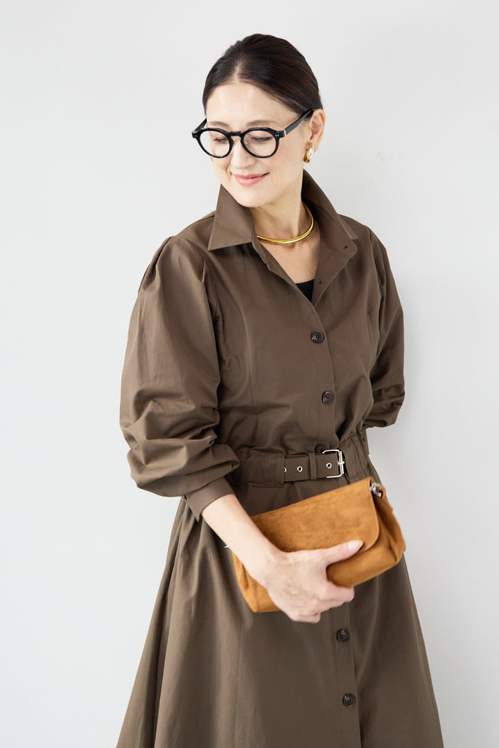 ウエストベルトマークシャツワンピースコート