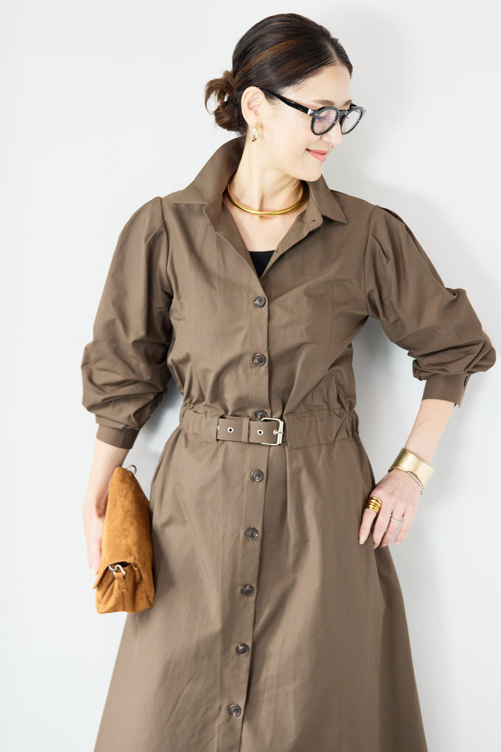 ウエストベルトマークシャツワンピースコート