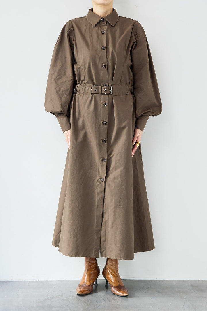 ウエストベルトマークシャツワンピースコート