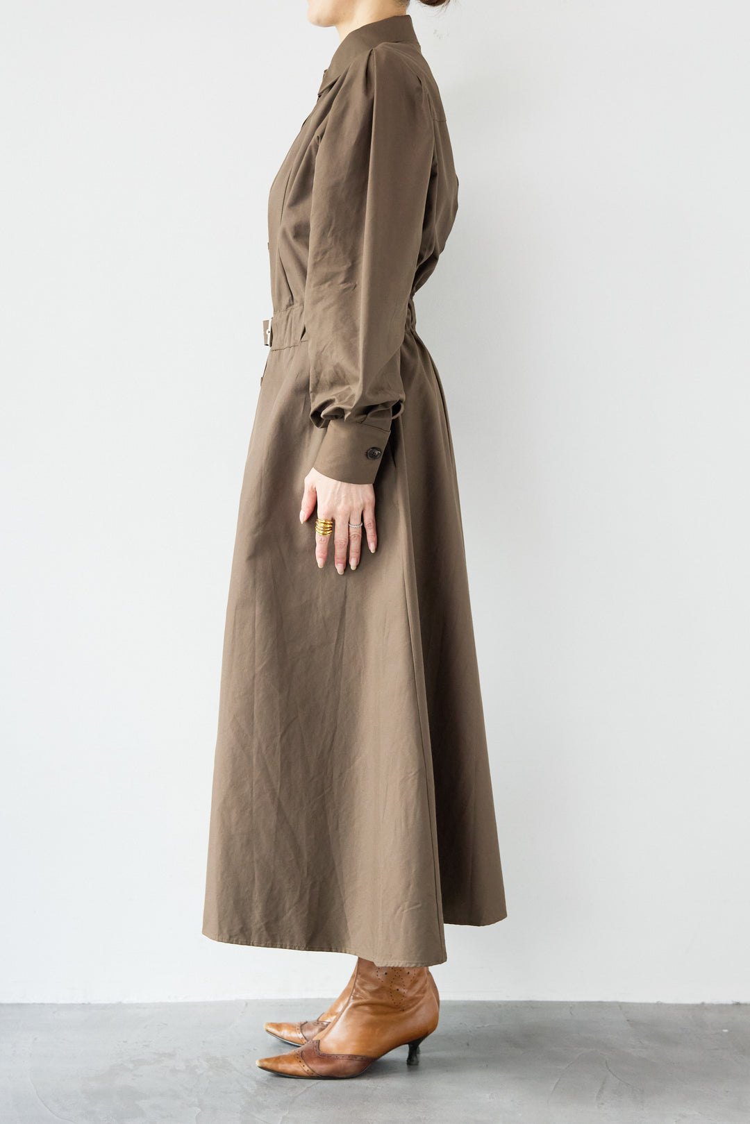 ウエストベルトマークシャツワンピースコート