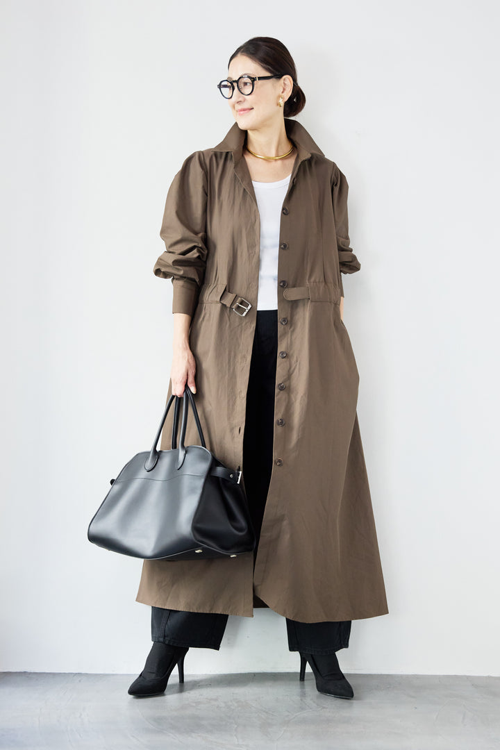 ウエストベルトマークシャツワンピースコート