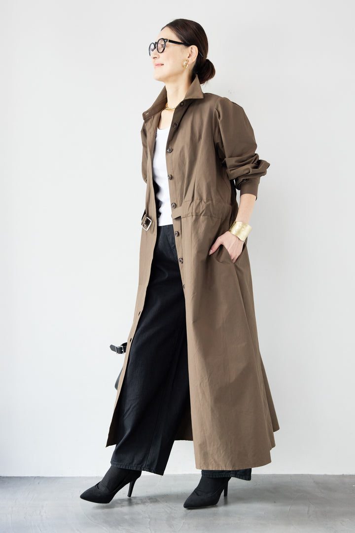 ウエストベルトマークシャツワンピースコート