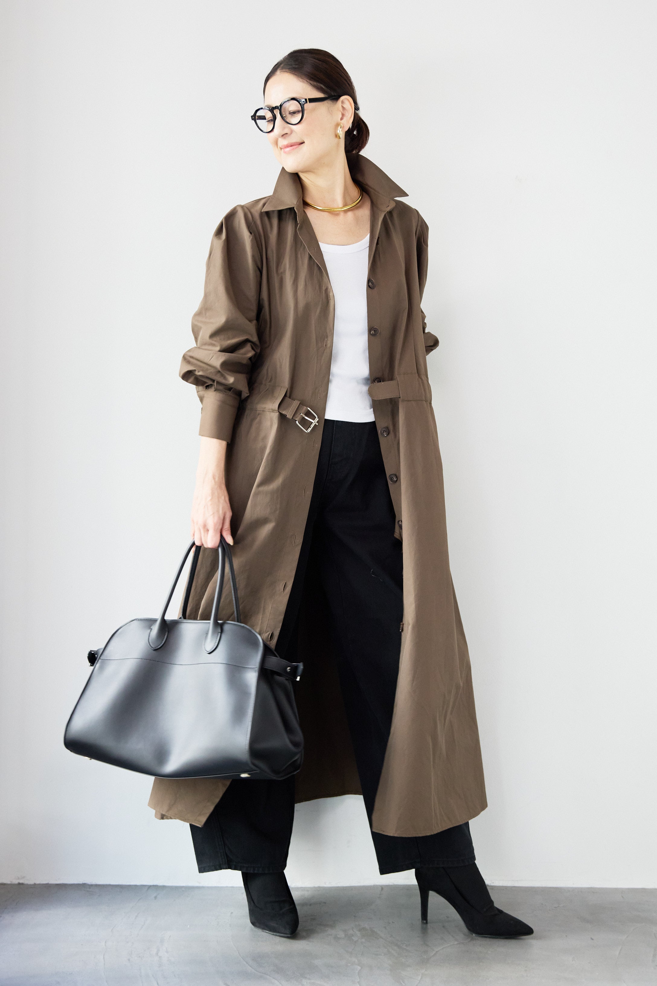 ウエストベルトマークシャツワンピースコート – plusotoha