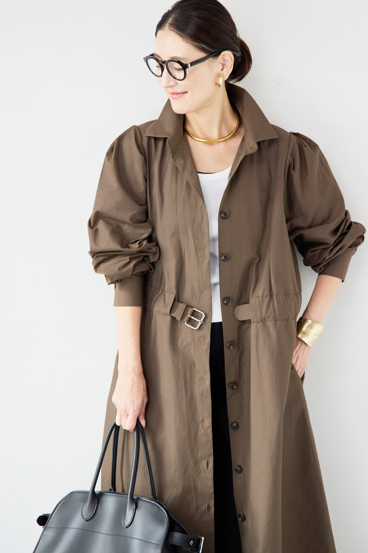 ウエストベルトマークシャツワンピースコート