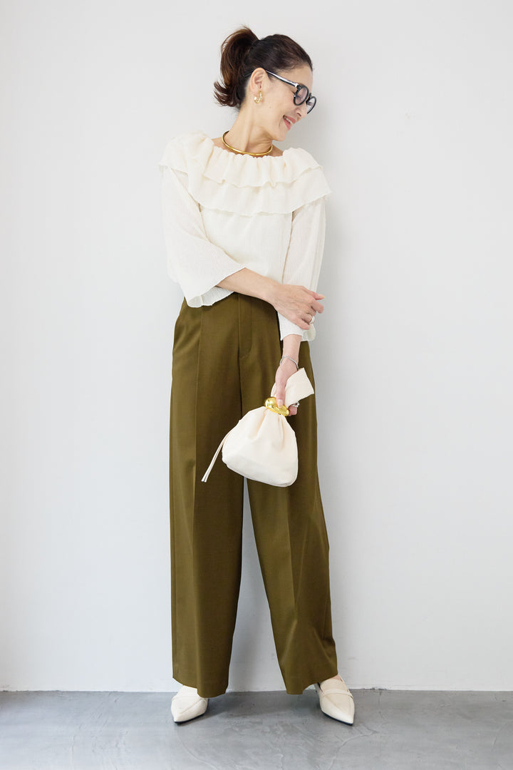 フリルリブカットソー