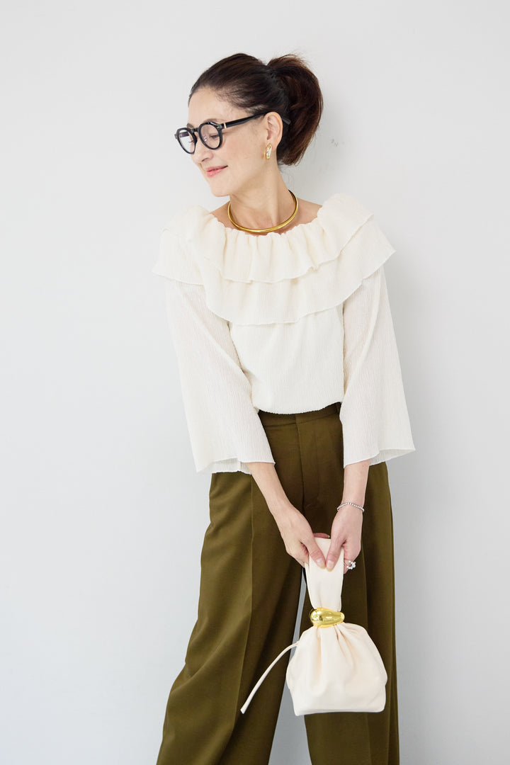 フリルリブカットソー