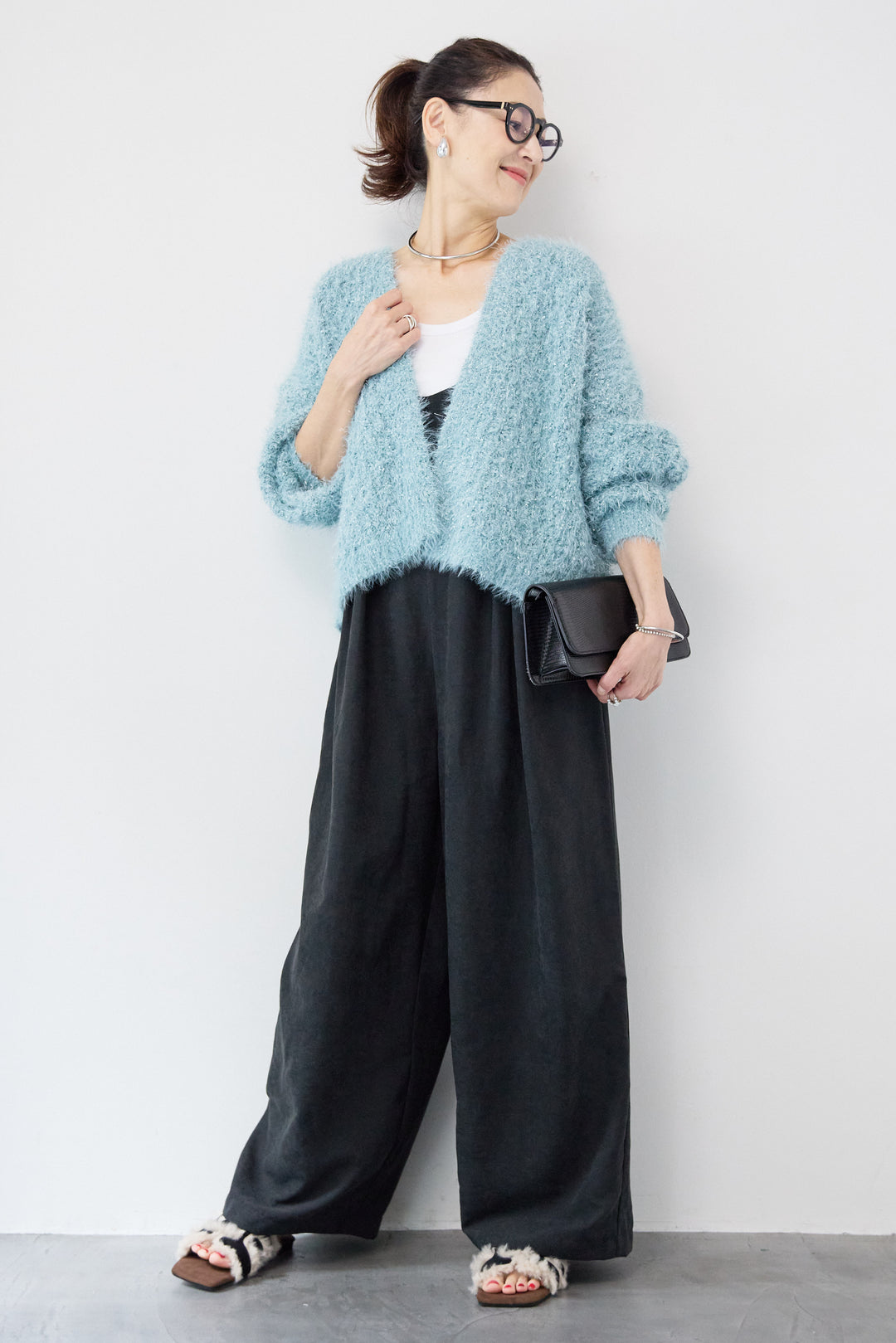 ラメフワラーフェザーモールネップトッパー