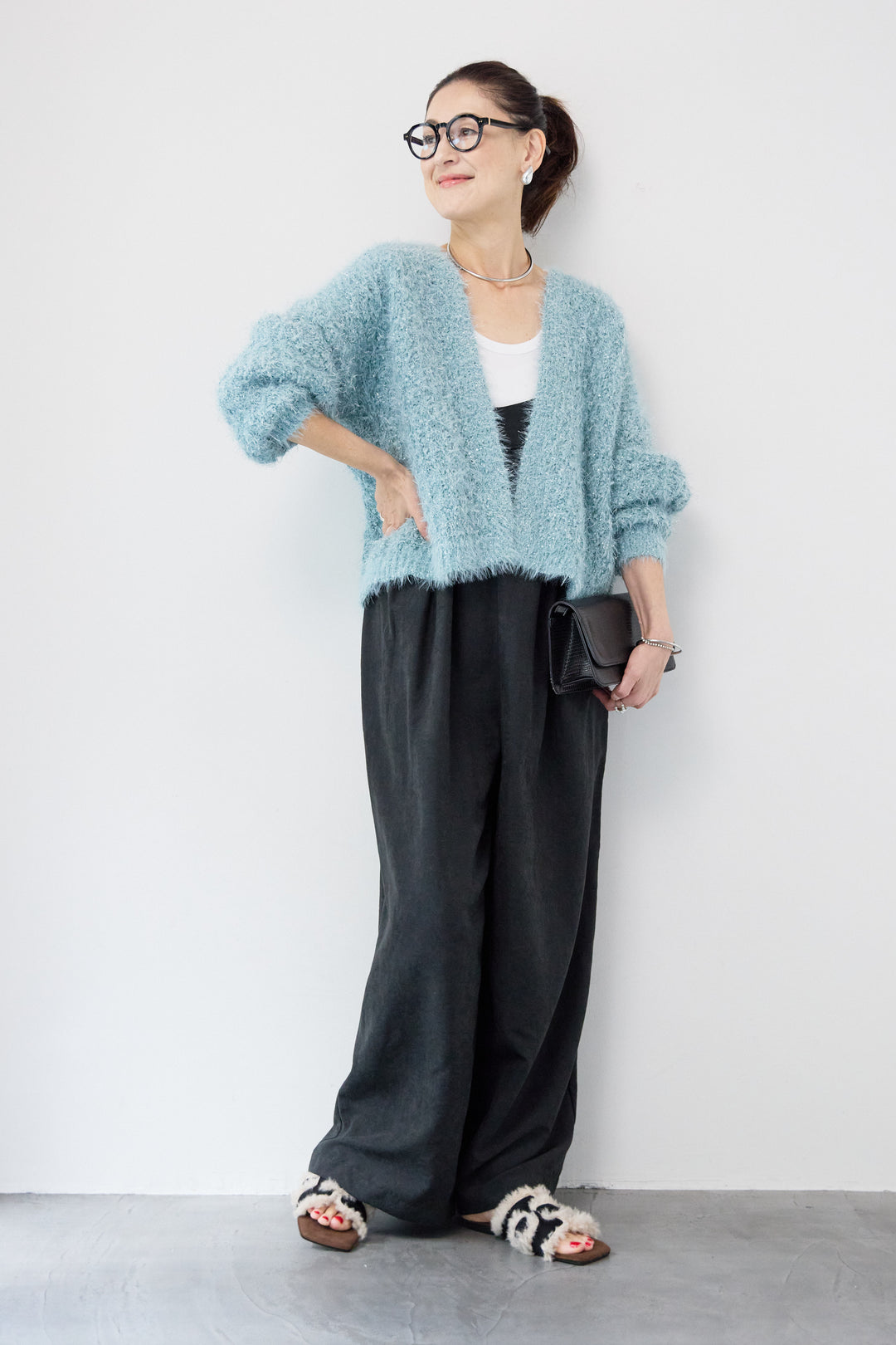 ラメフワラーフェザーモールネップトッパー