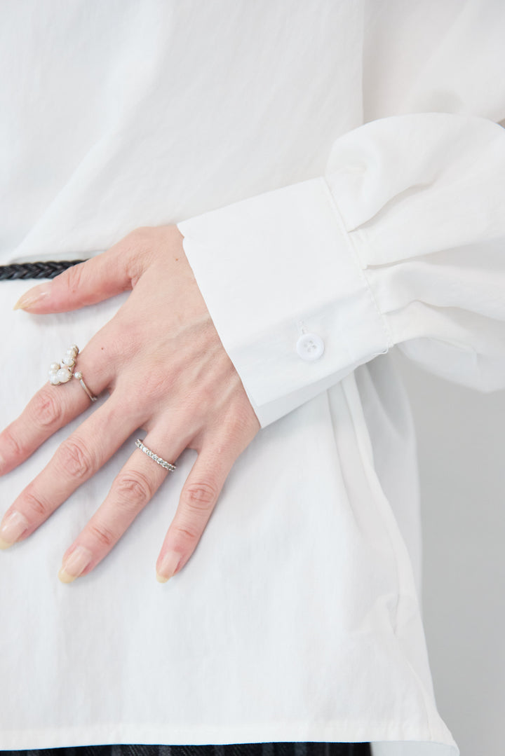 ラウンドカラーブラウス ベルト付き