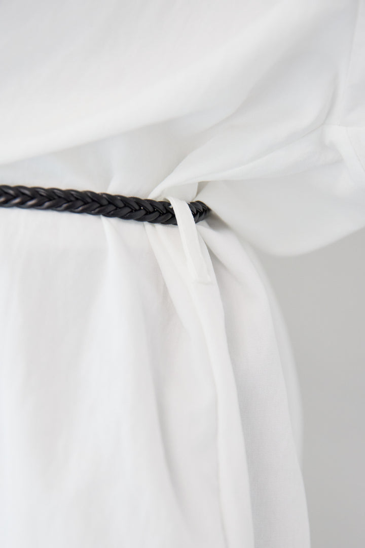 ラウンドカラーブラウス ベルト付き