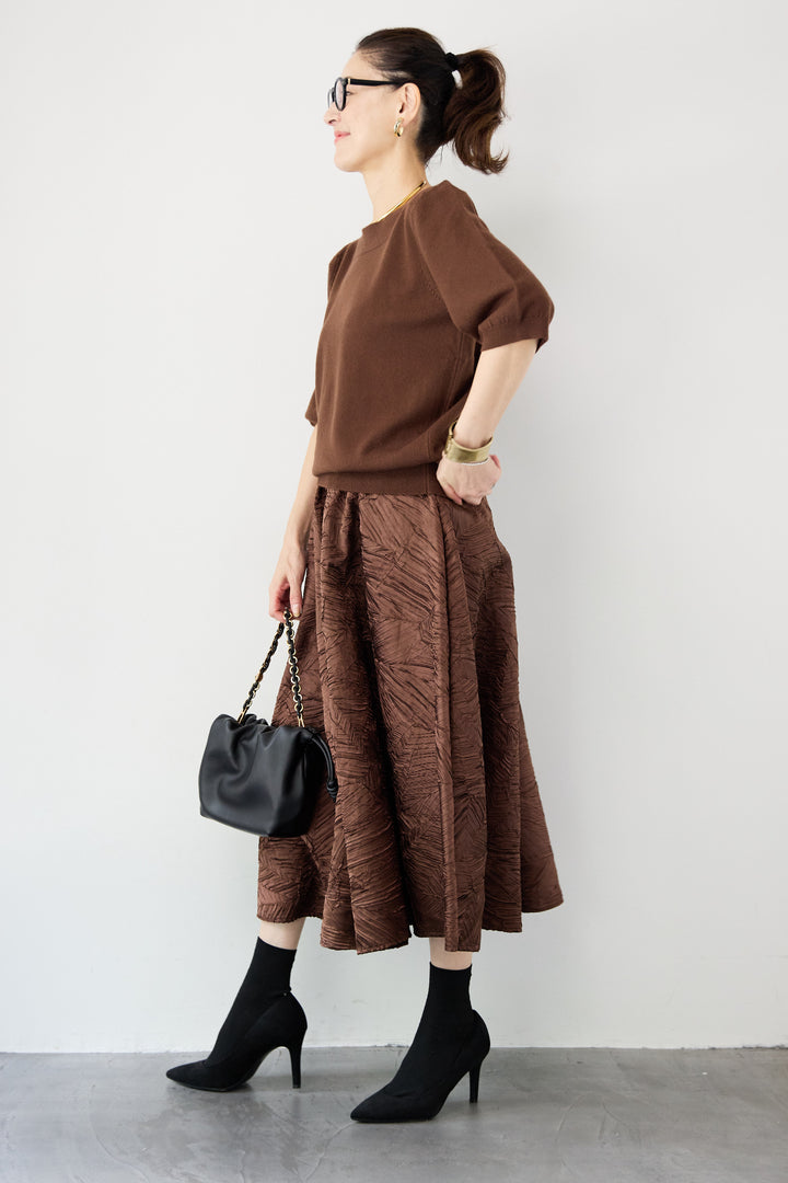 ボートネックハーフスリーブニット