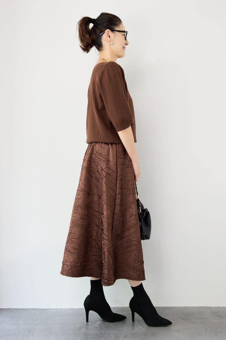 ボートネックハーフスリーブニット