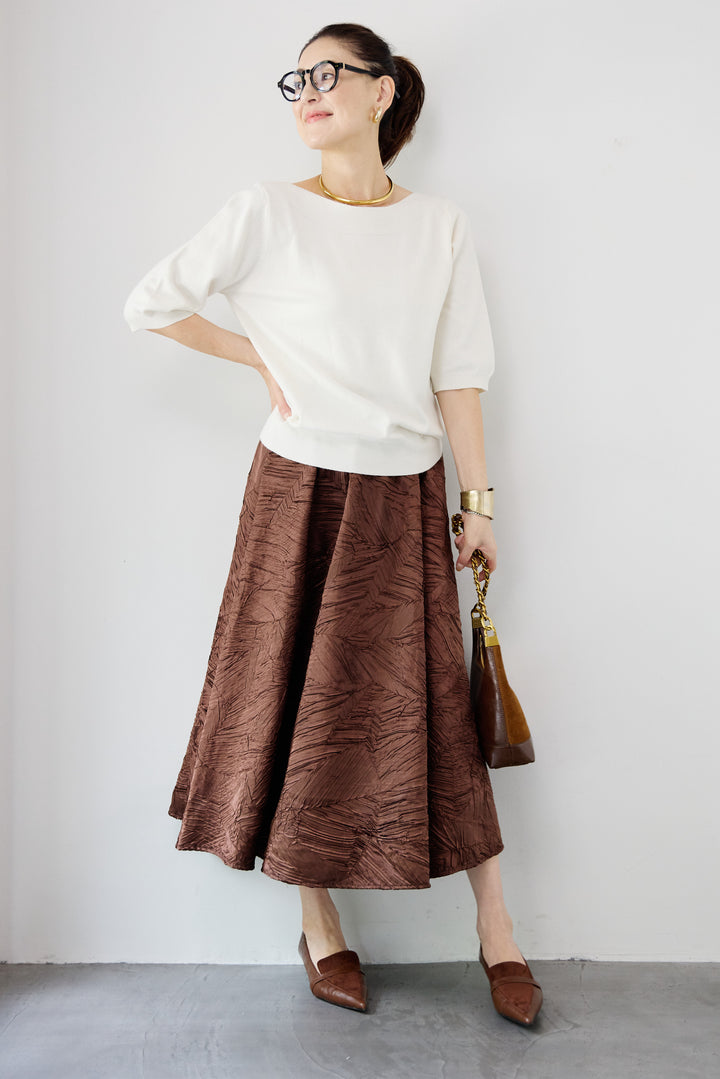 ボートネックハーフスリーブニット