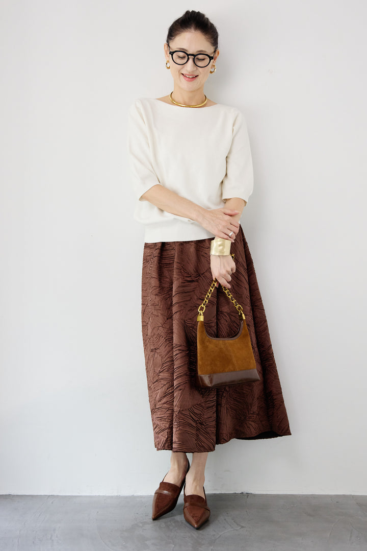 ボートネックハーフスリーブニット