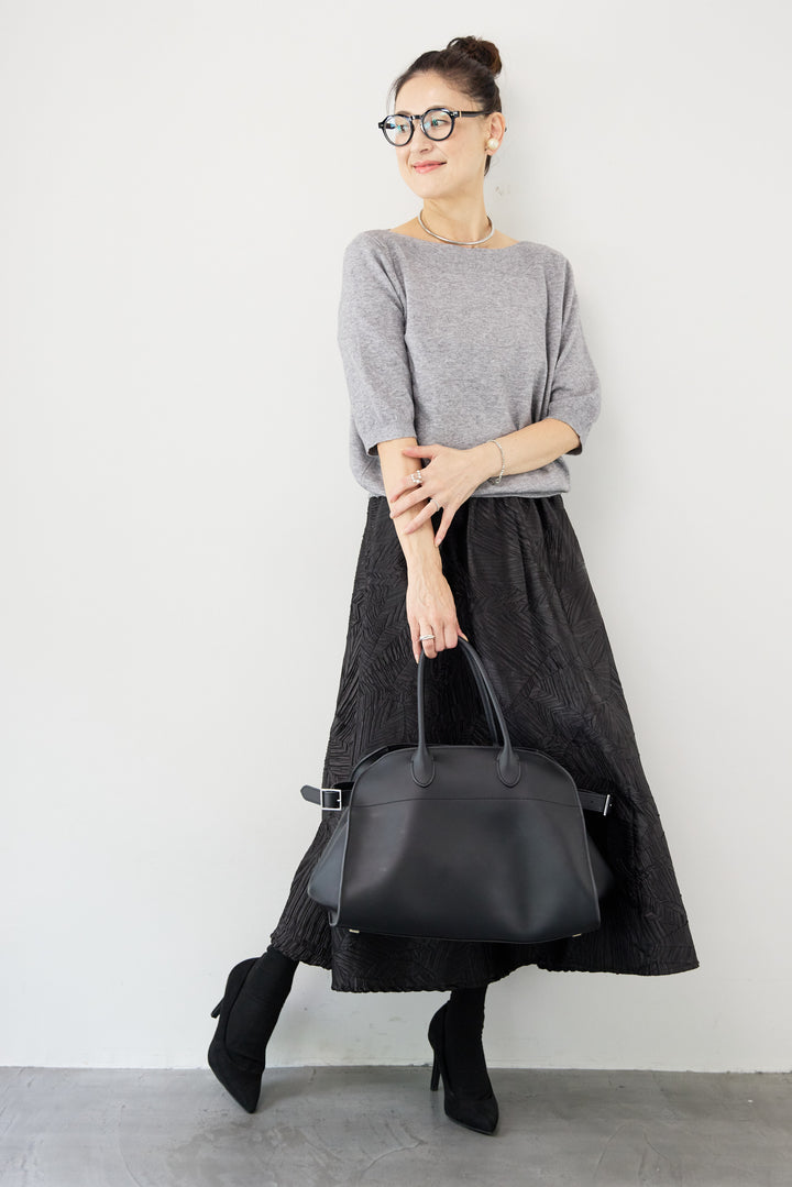 ボートネックハーフスリーブニット