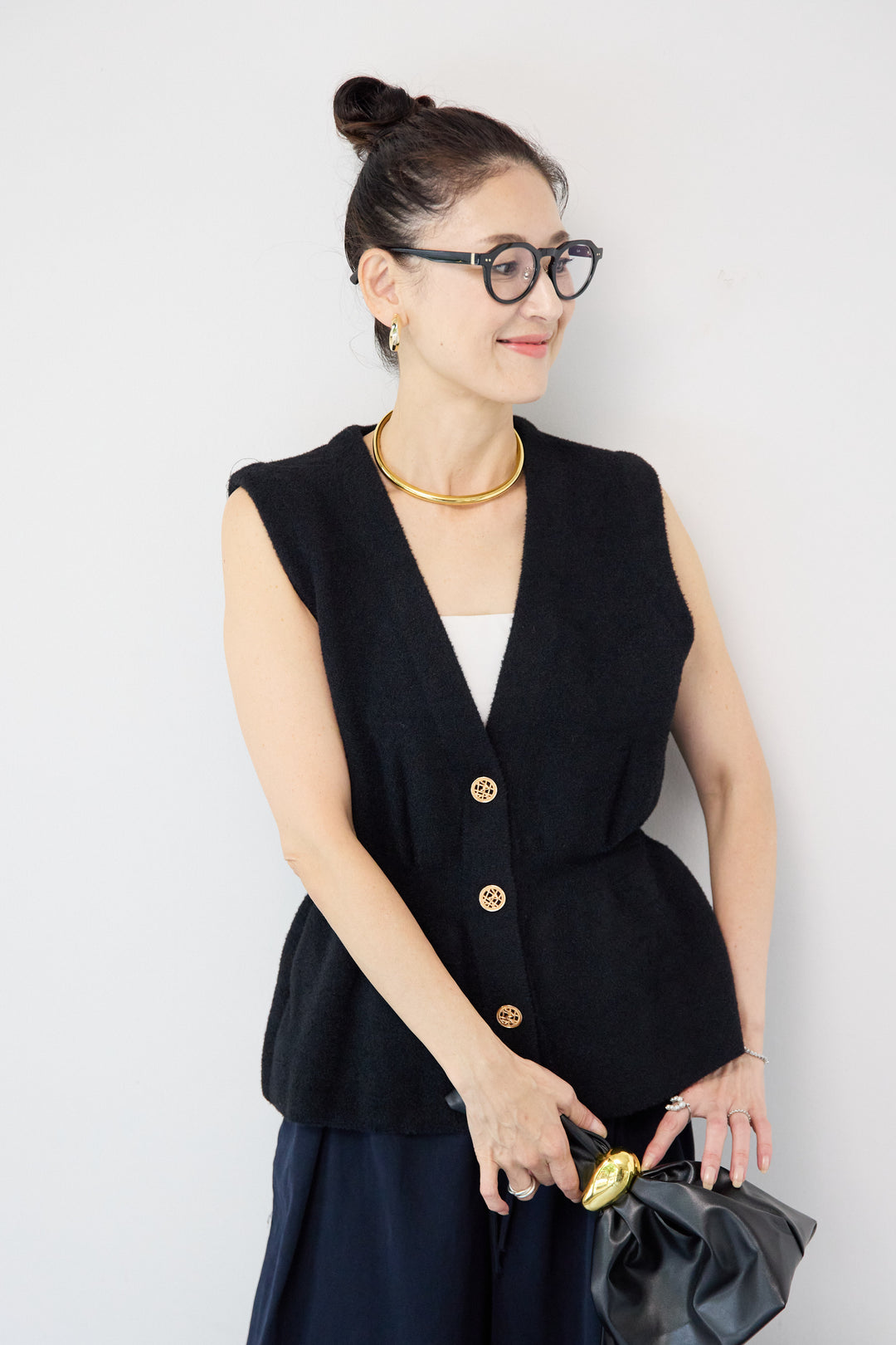 ペプラムニットベスト