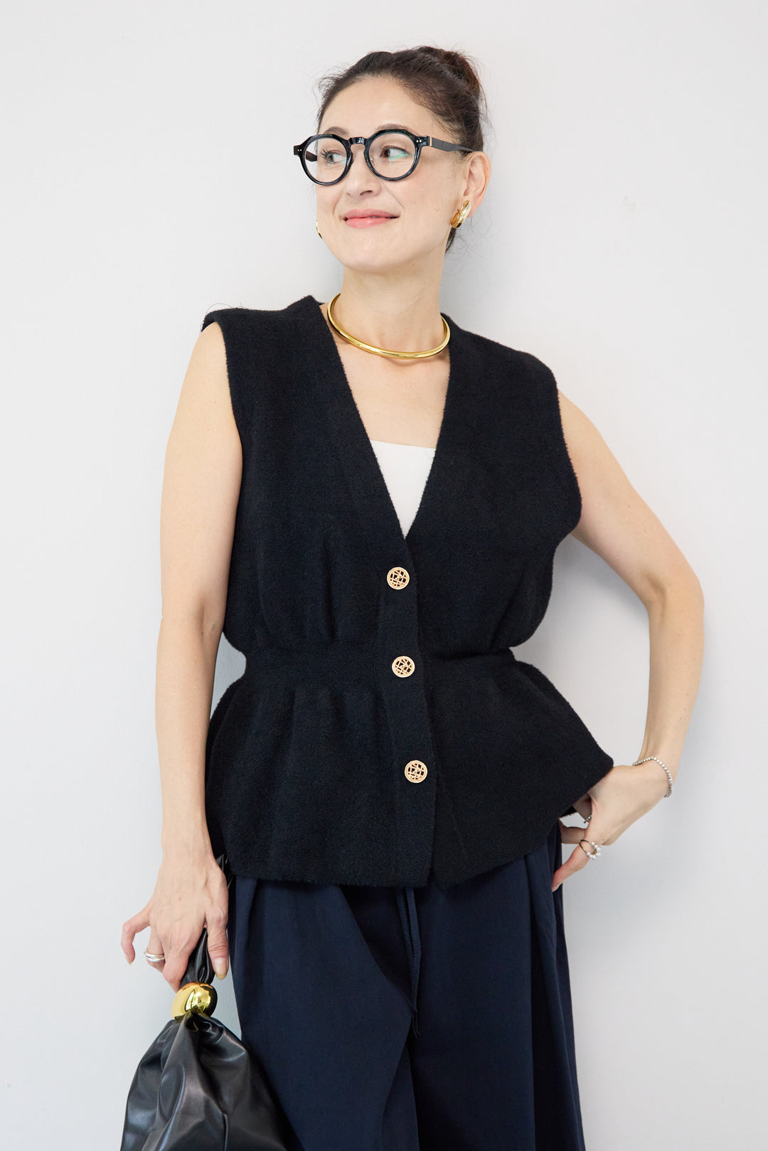 ペプラムニットベスト