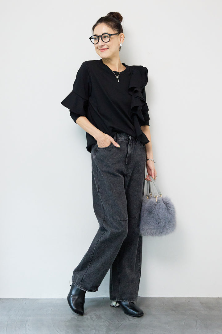 ラッフルフリルデザインカットソー