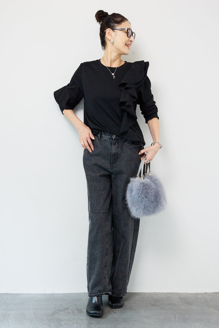 ラッフルフリルデザインカットソー