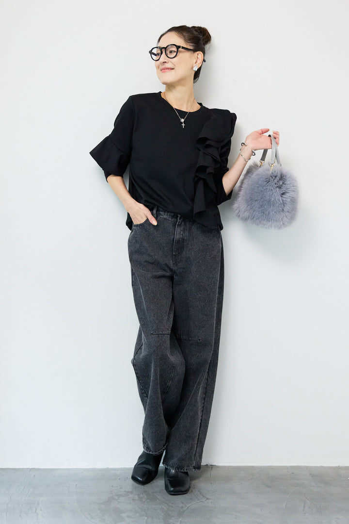 ラッフルフリルデザインカットソー