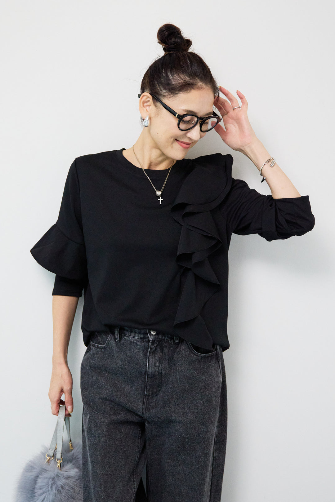 ラッフルフリルデザインカットソー