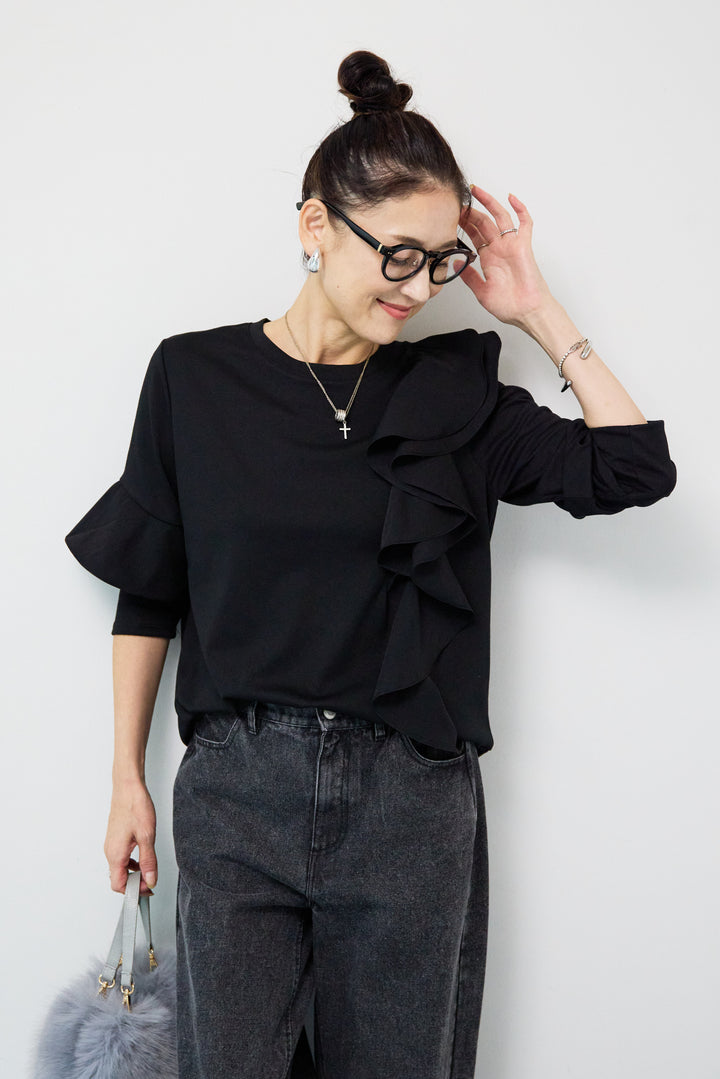 ラッフルフリルデザインカットソー