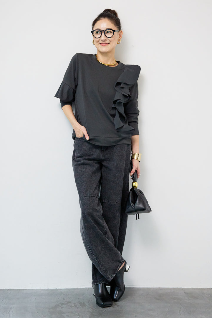 ラッフルフリルデザインカットソー