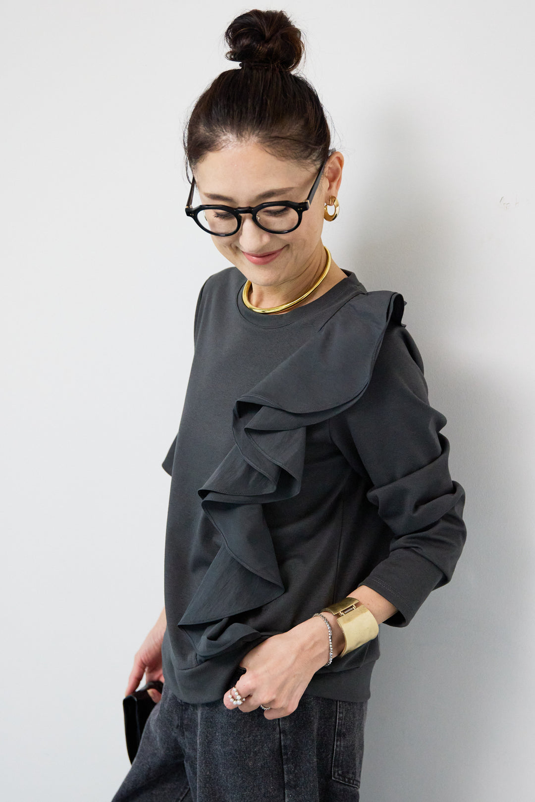 ラッフルフリルデザインカットソー