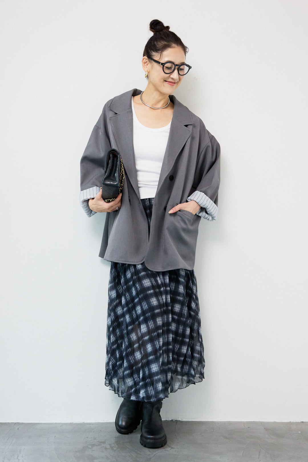 チェックワッシャースカート