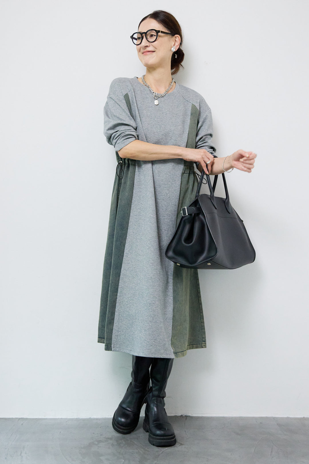 デニム切替カットワンピース