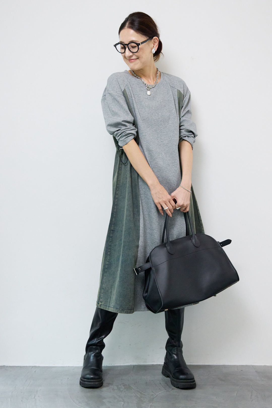 デニム切替カットワンピース