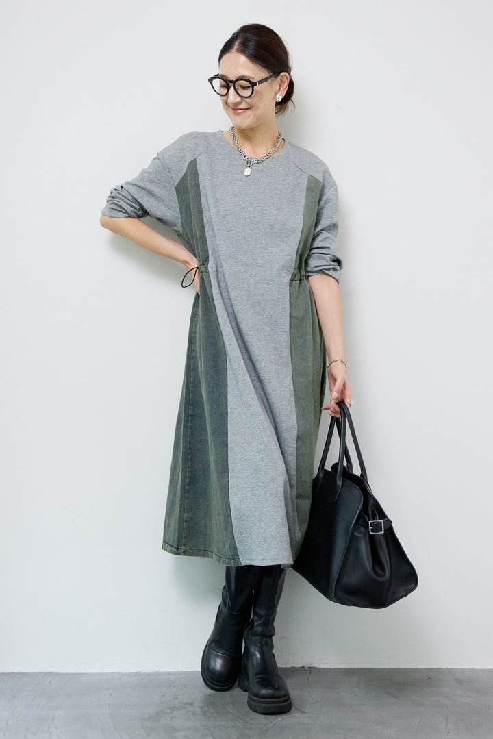 デニム切替カットワンピース