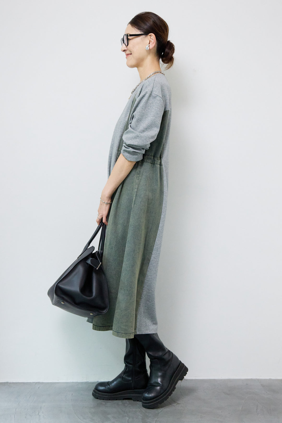 デニム切替カットワンピース