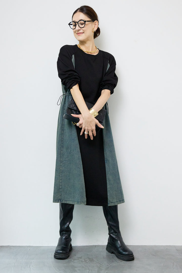 デニム切替カットワンピース