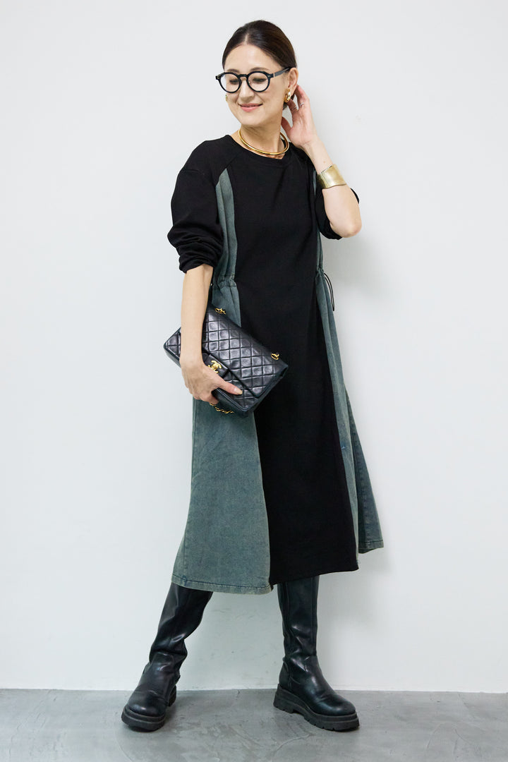 デニム切替カットワンピース