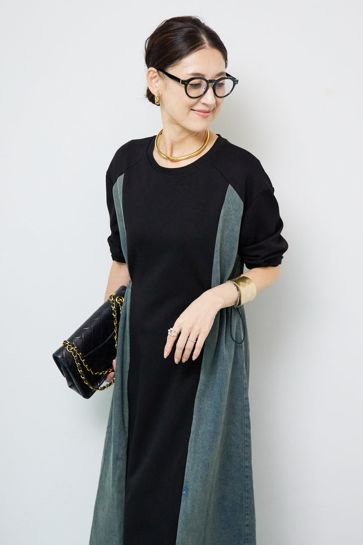 デニム切替カットワンピース