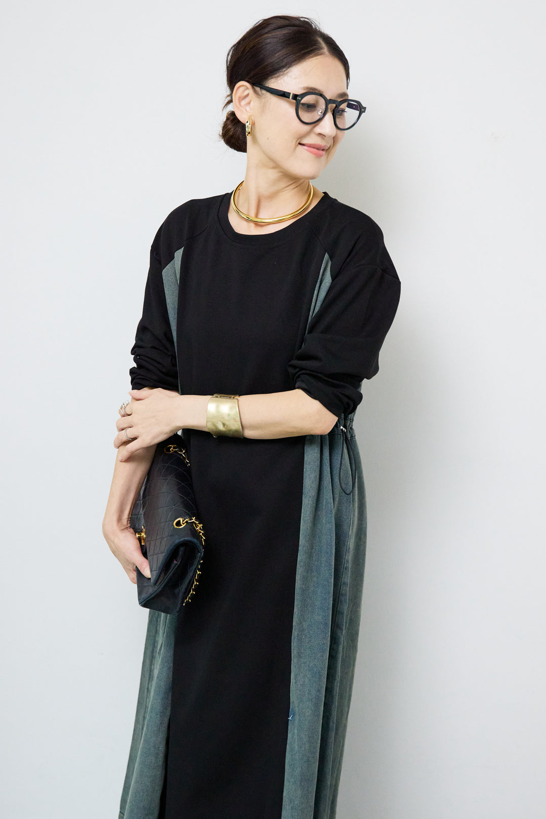 デニム切替カットワンピース