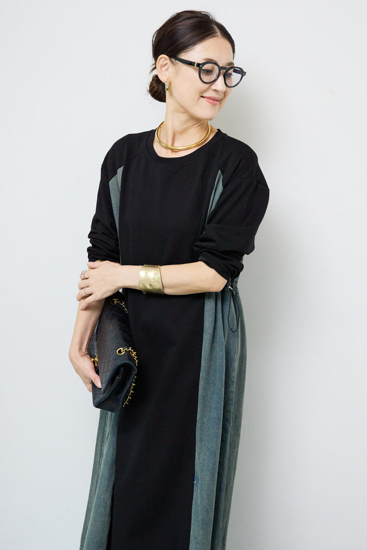 デニム切替カットワンピース