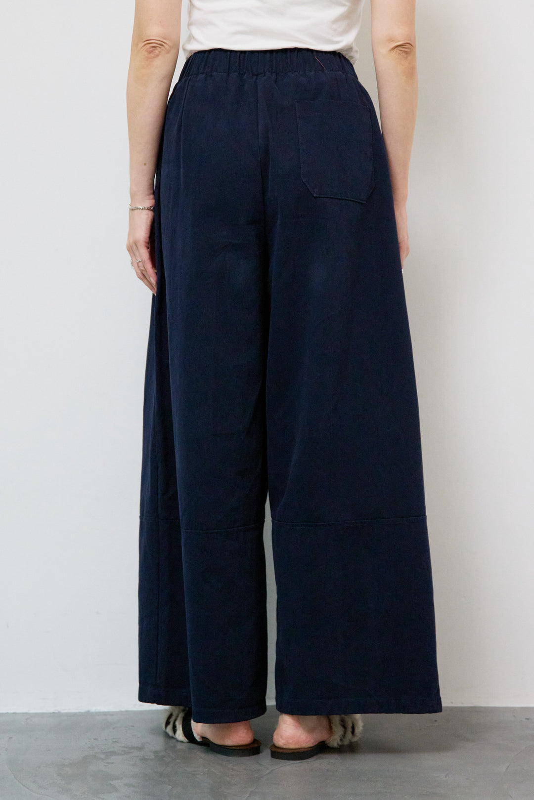 ウエストリボン微起毛ワイドパンツ